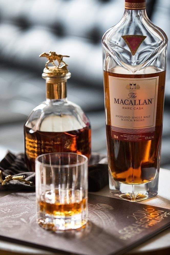 Macallan Rare Cask with crystal decanter on tray