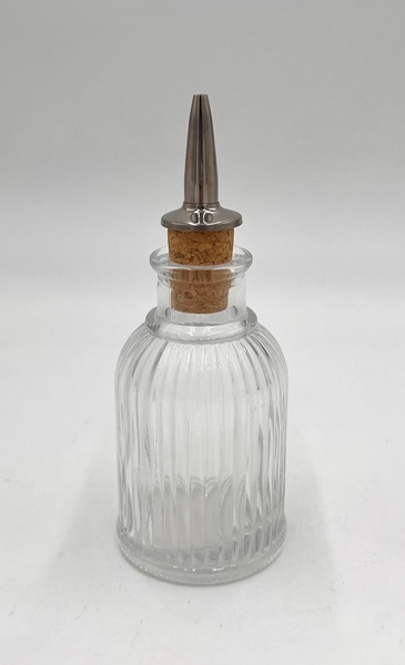 Ribbed glass bitters bottle