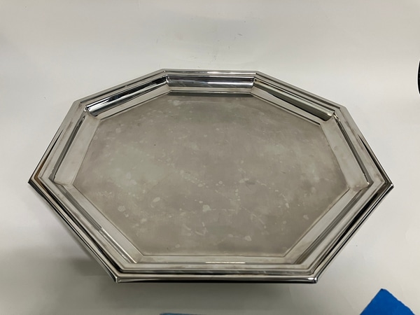 Silver octagonal footed tray